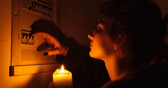 woman dealing with power outage